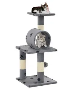 vidaXL Cat Tree with Sisal Scratching Poasts 65 cm Grey Paw Prints