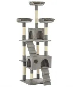 vidaXL Cat Tree with Sisal Scratching Posts 170 cm Grey
