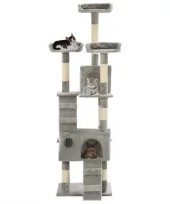 vidaXL Cat Tree with Sisal Scratching Posts 170 cm Grey