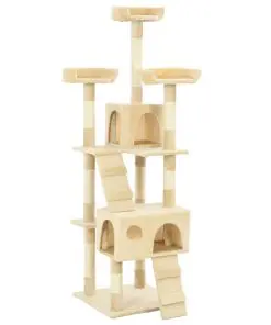 vidaXL Cat Tree with Sisal Scratching Posts 170 cm Beige