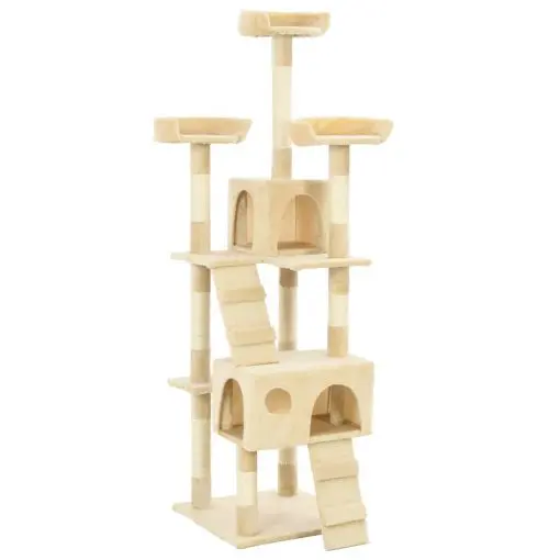 vidaXL Cat Tree with Sisal Scratching Posts 170 cm Beige