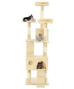 vidaXL Cat Tree with Sisal Scratching Posts 170 cm Beige