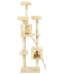 vidaXL Cat Tree with Sisal Scratching Posts 170 cm Beige