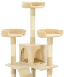 vidaXL Cat Tree with Sisal Scratching Posts 170 cm Beige