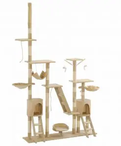 vidaXL Cat Tree with Sisal Scratching Posts 230-250 cm Beige