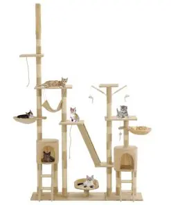 vidaXL Cat Tree with Sisal Scratching Posts 230-250 cm Beige
