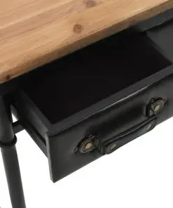 vidaXL Console Table MDF and Fir Wood 100×33.5×80 cm