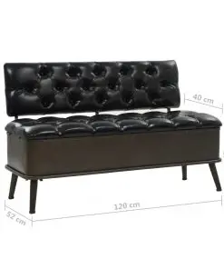 vidaXL Storage Bench with Backrest Artificial Leather 120x52x75 cm