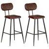vidaXL Bar Chairs 2 pcs Brown Real Leather