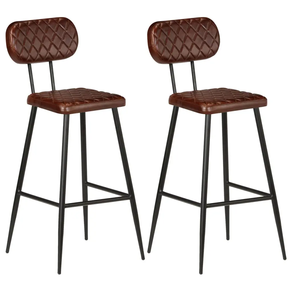 vidaXL Bar Chairs 2 pcs Brown Real Leather