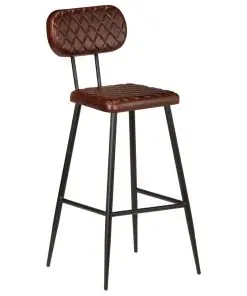 vidaXL Bar Chairs 2 pcs Brown Real Leather