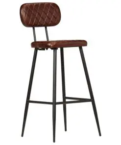 vidaXL Bar Chairs 2 pcs Brown Real Leather