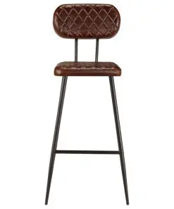vidaXL Bar Chairs 2 pcs Brown Real Leather