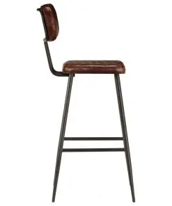 vidaXL Bar Chairs 2 pcs Brown Real Leather