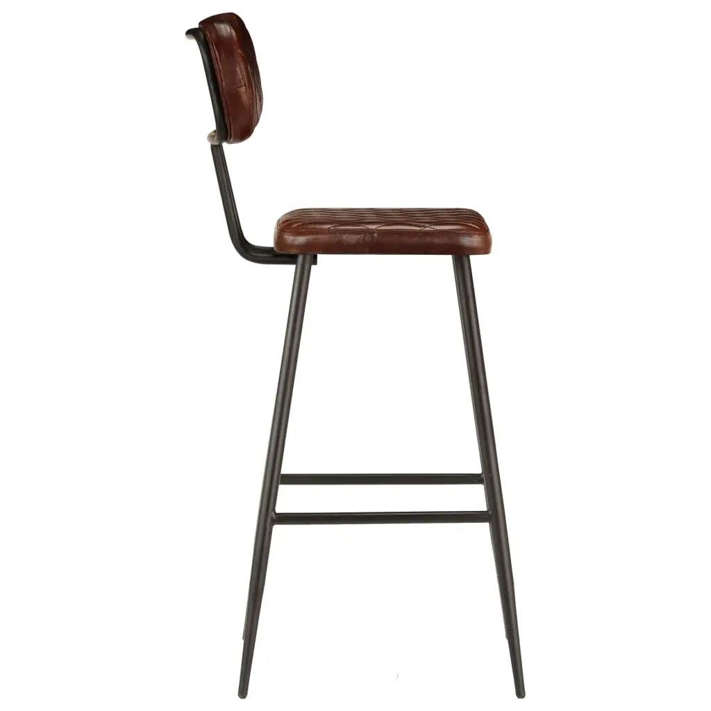 vidaXL Bar Chairs 2 pcs Brown Real Leather