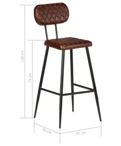 vidaXL Bar Chairs 2 pcs Brown Real Leather