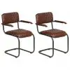 vidaXL Dining Chairs 2 pcs with Armrests Brown Real Leather vidaXL Dining Chairs 2 pcs with Armrests Brown Real Leather