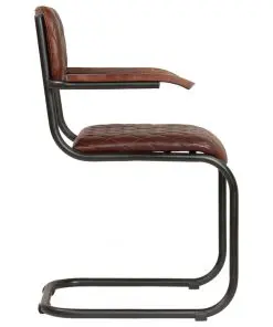vidaXL Dining Chairs 2 pcs with Armrests Brown Real Leather