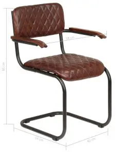 vidaXL Dining Chairs 2 pcs with Armrests Brown Real Leather