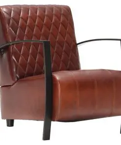vidaXL Armchair Brown Real Leather