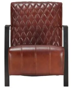 vidaXL Armchair Brown Real Leather