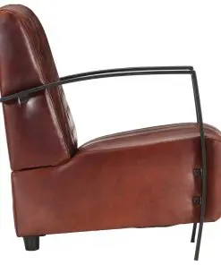 vidaXL Armchair Brown Real Leather
