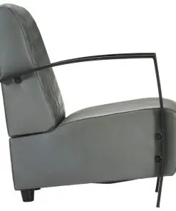 vidaXL Armchair Grey Real Leather