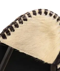 vidaXL Butterfly Chair Black and White Genuine Goat Leather