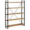 vidaXL 5-Tier Bookcase Solid Mango Wood and Steel 140x30x180 cm