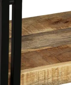 vidaXL 5-Tier Bookcase Solid Mango Wood and Steel 140x30x180 cm