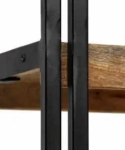 vidaXL 5-Tier Bookcase Solid Mango Wood and Steel 140x30x180 cm