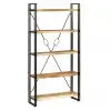 vidaXL 5-Tier Bookcase Solid Mango Wood and Steel 90x30x180 cm vidaXL 5-Tier Bookcase Solid Mango Wood and Steel 90x30x180 cm