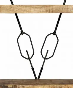 vidaXL 5-Tier Bookcase Solid Mango Wood and Steel 60x30x180 cm