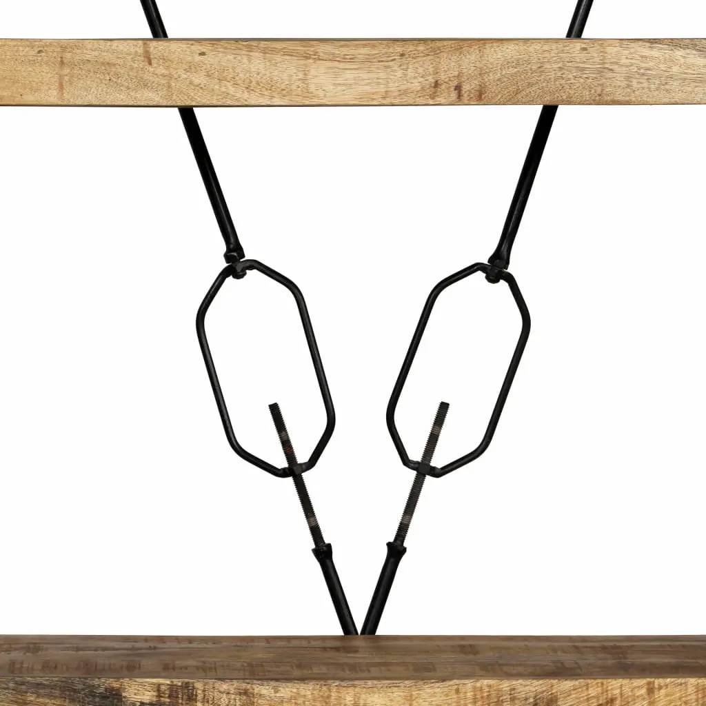 vidaXL 5-Tier Bookcase Solid Mango Wood and Steel 60x30x180 cm