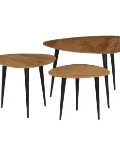 vidaXL Coffee Table Set 3 Pieces Solid Acacia Wood