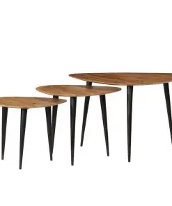vidaXL Coffee Table Set 3 Pieces Solid Acacia Wood