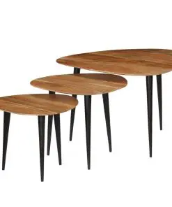 vidaXL Coffee Table Set 3 Pieces Solid Acacia Wood