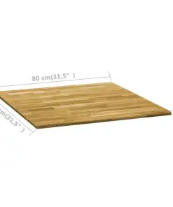 vidaXL Table Top Solid Oak Wood Square 23 mm 80×80 cm