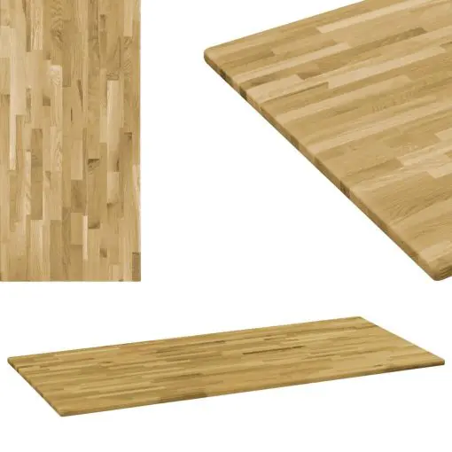 vidaXL Table Top Solid Oak Wood Rectangular 23 mm 100×60 cm