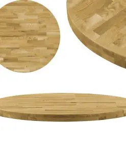 vidaXL Table Top Solid Oak Wood Round 44 mm 800 mm