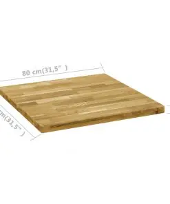 vidaXL Table Top Solid Oak Wood Square 44 mm 80×80 cm