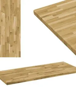 vidaXL Table Top Solid Oak Wood Rectangular 44 mm 120×60 cm