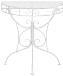 vidaXL Side Table Vintage Style Half Round Metal 72x36x74 cm Silver