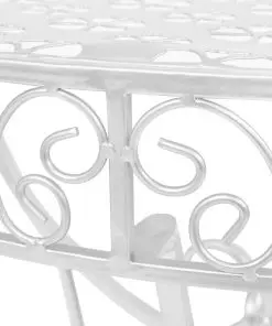 vidaXL Side Table Vintage Style Half Round Metal 72x36x74 cm Silver