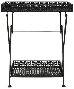 vidaXL Folding Tea Table Vintage Style Metal 58x35x72 cm Black
