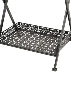 vidaXL Folding Tea Table Vintage Style Metal 58x35x72 cm Black