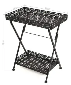 vidaXL Folding Tea Table Vintage Style Metal 58x35x72 cm Black