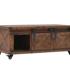 vidaXL Coffee Table Solid Fir Wood 91x51x38 cm Brown