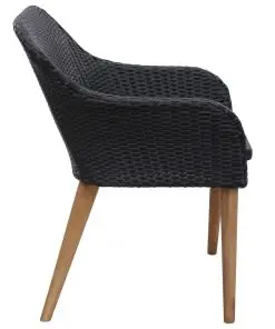 vidaXL Outdoor Chairs with Cushions 2 pcs Poly Rattan Black