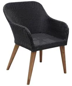 vidaXL Outdoor Chairs with Cushions 2 pcs Poly Rattan Black